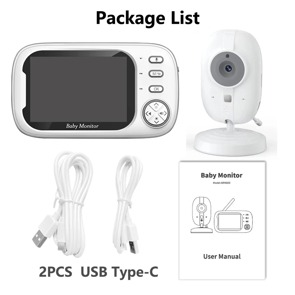 New 3.5 Inch Wireless Video Baby Monitor Night Vision Temperature Monitoring 2 Way Audio Talk Baby Nanny Security Camera