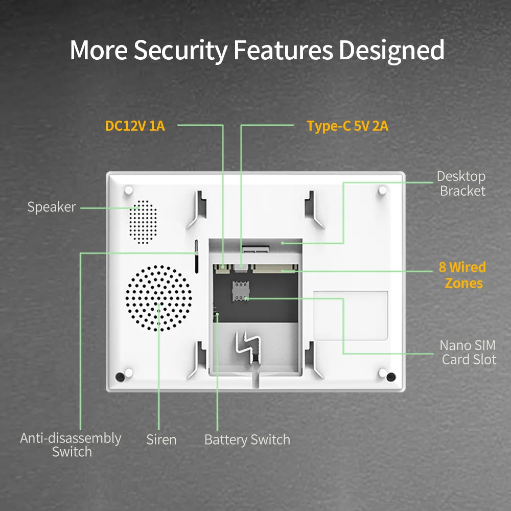 Original 7Inch 4G Wifi Security Alarm Protection Kit Built-In 5000Mah Battery Alexa Wireless Smart Home Alarm System