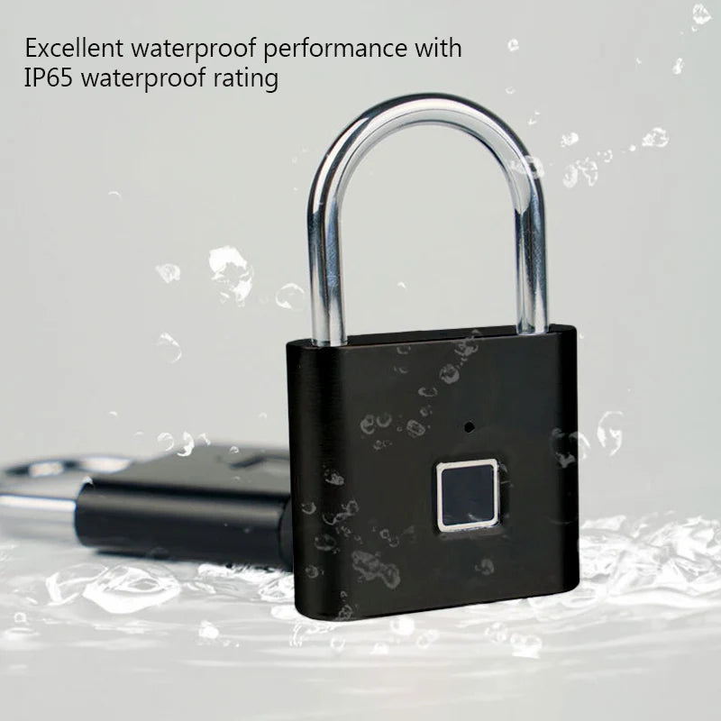 Keyless USB Charging Fingerprint Lock Smart Padlock Waterproof Door Lock 1Sec Unlock Portable Anti-Theft Padlock Zinc