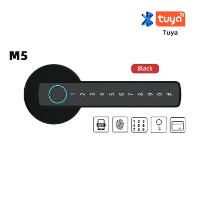 M5 Tuya BLE Smart Fingerprint Door Lock Digital Electronic Lock with Password/Key/Ic Card/ Smartlife/ Tuya APP Unlock