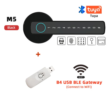 M5 Tuya BLE Smart Fingerprint Door Lock Digital Electronic Lock with Password/Key/Ic Card/ Smartlife/ Tuya APP Unlock